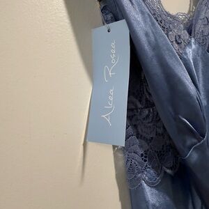 Blue Lace Satin Slip Dress - Women Intimates & Sleepwear